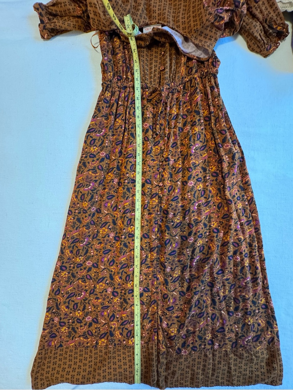 Knox Rose Rust Floral Button-Front Long Sleeve Midi Dress - Picture 6 of 8